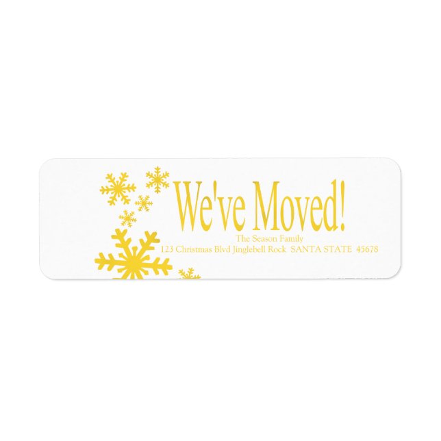 We've Moved snowflake holiday Label Return Address Label (Front)