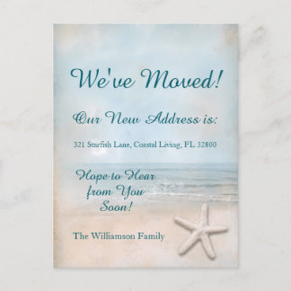 We've Moved Starfish Ocean Beach Vintage Coastal Postcard