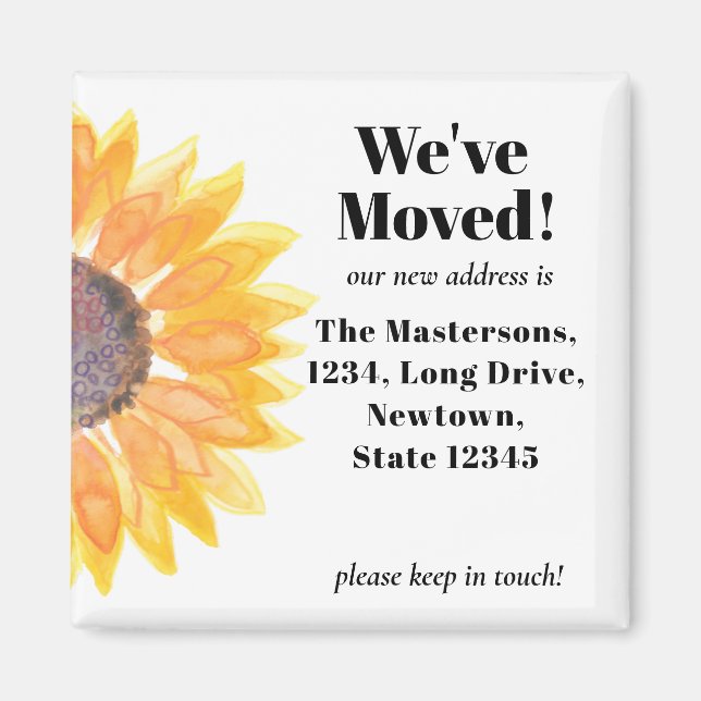 We've Moved Sunflower Moving Announcement Magnet (Front)