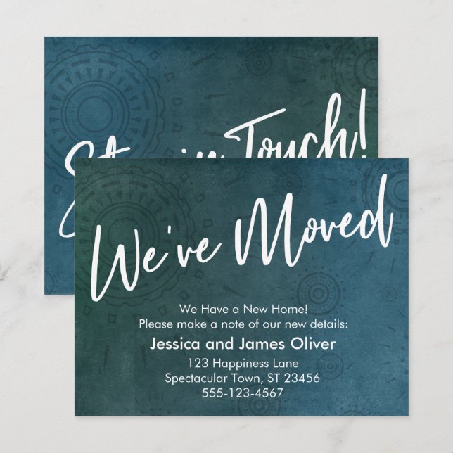 We've Moved, Textured, Unique Teal Graphic Card (Front/Back)