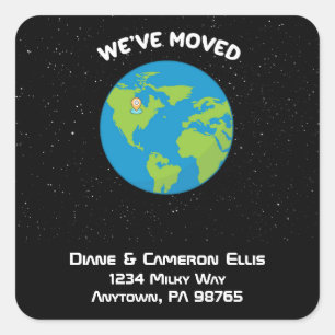 We've Moved to a New Space Planet Earth Location Square Sticker