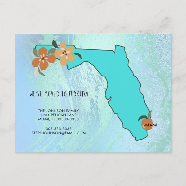 We've Moved to Florida New Address Announcement Postcard (Front)