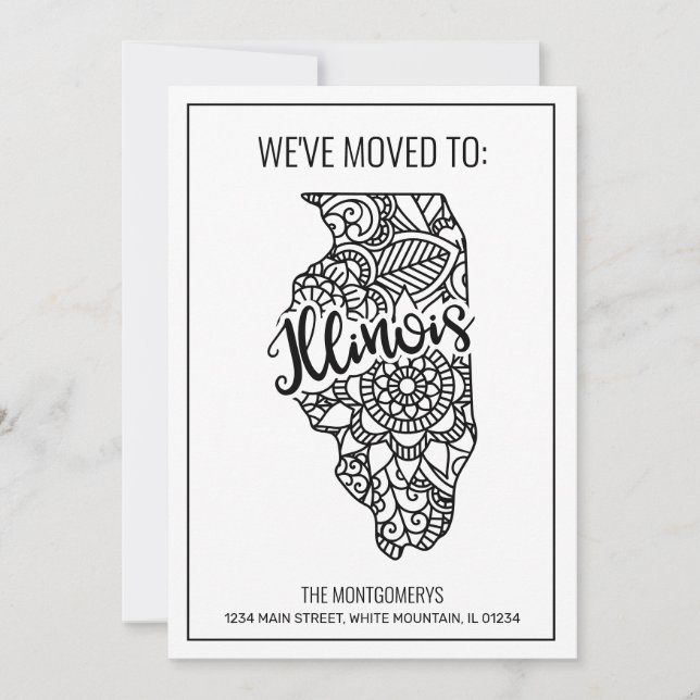 We've Moved To Illinois State Floral Mandala Home Announcement (Front)