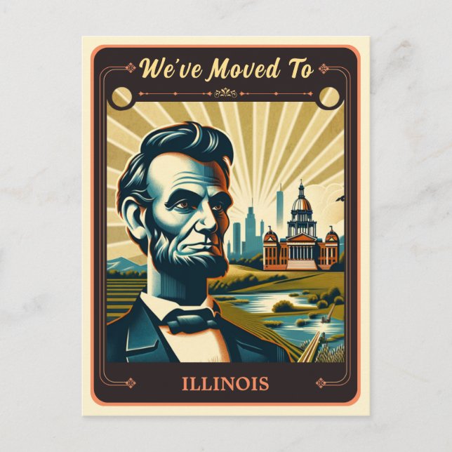 We've Moved To Illinois | Vintage Postcard (Front)