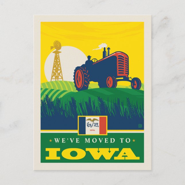 We've Moved To Iowa Invitation Postcard (Front)