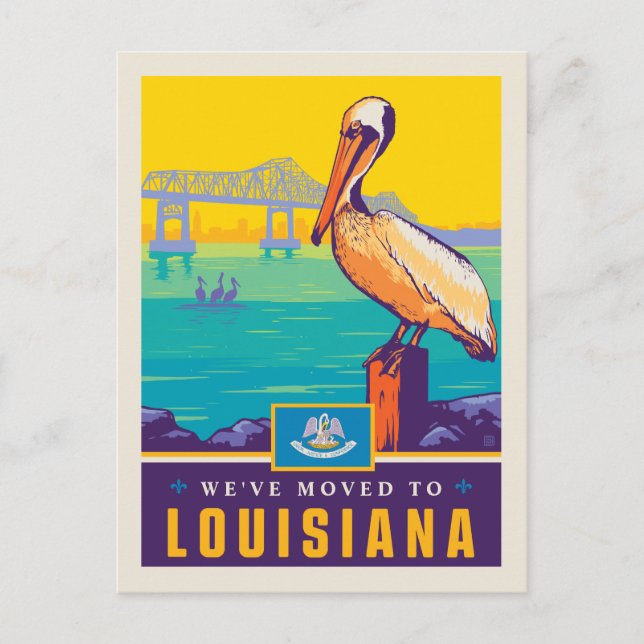 We've Moved To Louisiana Invitation Postcard (Front)