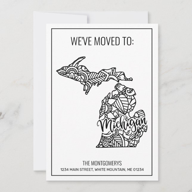 We've Moved To Michigan State Floral Mandala Home Announcement (Front)