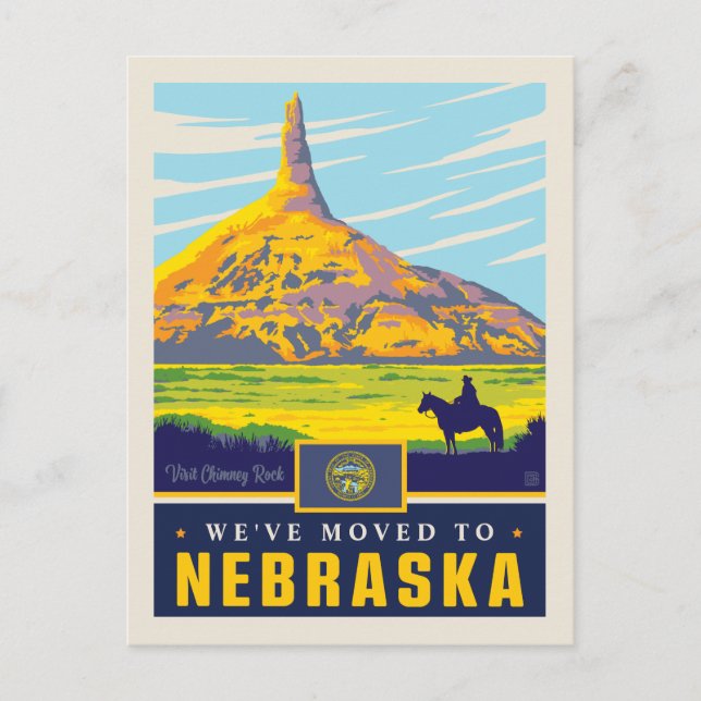 We've Moved To Nebraska Invitation Postcard (Front)