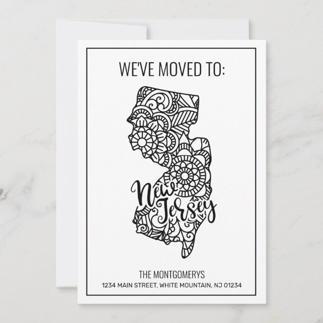 We've Moved To New Jersey State Floral Mandala Announcement (Front)