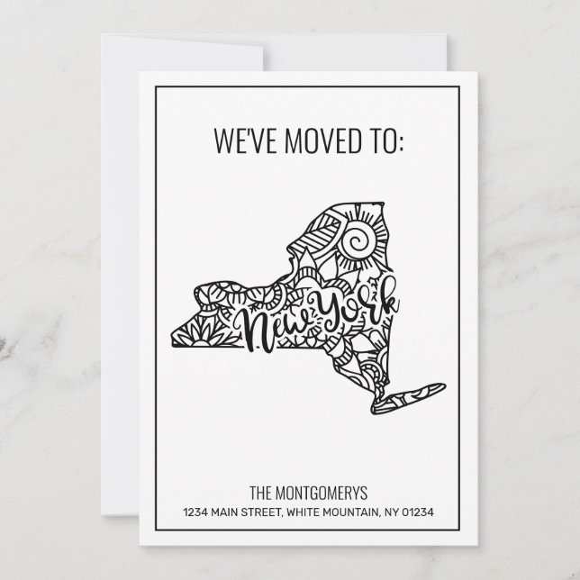 We've Moved To New York State Floral Mandala Announcement (Front)