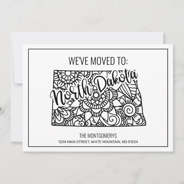 We've Moved To North Dakota State Floral Mandala Announcement (Front)