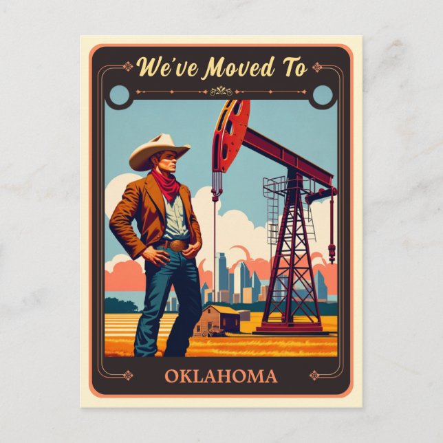 We've Moved To Oklahoma | Vintage Postcard (Front)
