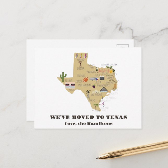 We've Moved to Texas Postcard (Front/Back In Situ)