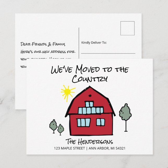 We've Moved to the Country Moving Announcement Postcard (Front/Back)