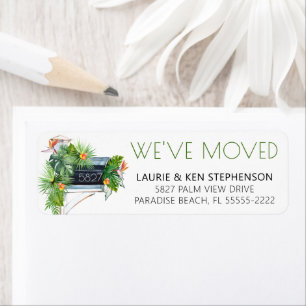 We've Moved Tropical Floral Mailbox Return Address Label