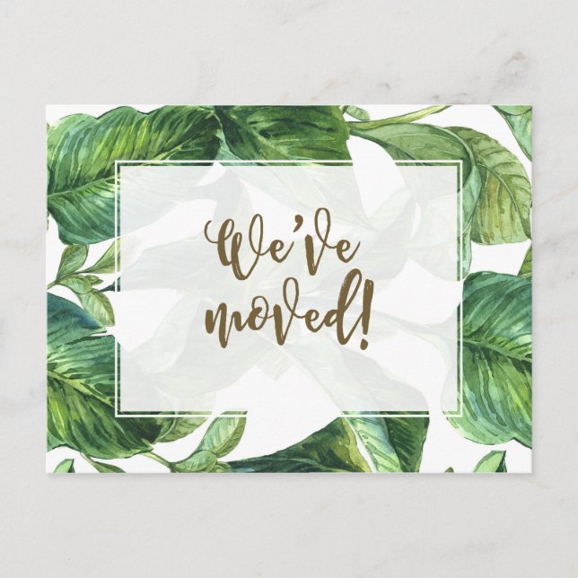 We've moved tropical palm change of address invitation postcard (Front)