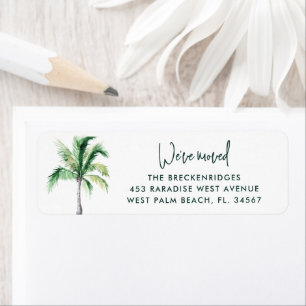 We've Moved Tropical Palm Tree Return Address Label