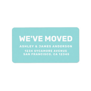We've Moved Turquoise Blue New Address Label