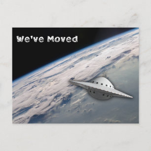 We've Moved UFO Space Theme Postcard