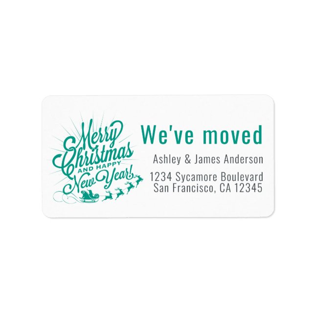 We've Moved Vintage Christmas Holiday New Address Label (Front)