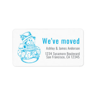 We've Moved Vintage Christmas Snowman New Address Label