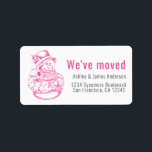 We've Moved Vintage Christmas Snowman New Address  Label<br><div class="desc">We've moved return address label with a vintage Christmas snowman image, simply add your family name and address in fuchsia pink and off-black stylish modern typography. Festive holiday moving announcement for your change of address. Exclusively designed for you by Happy Dolphin Studio. If you have any questions, please contact us...</div>