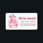 We've Moved Vintage Christmas Snowman New Address Label<br><div class="desc">We've moved return address label with a vintage Christmas snowman image, simply add your family name and address in red and off-black stylish modern typography. Festive holiday moving announcement for your change of address. Exclusively designed for you by Happy Dolphin Studio. If you have any questions, please contact us through...</div>