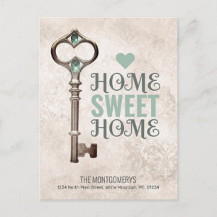 We've Moved Vintage Key Damask Change of Address Announcement Postcard