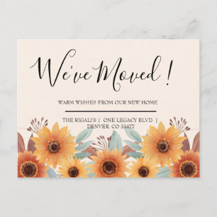 We've Moved vintage sunflower Postcard
