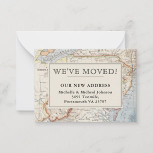We've Moved Virginia New Jersey Vintage Map Moving Card