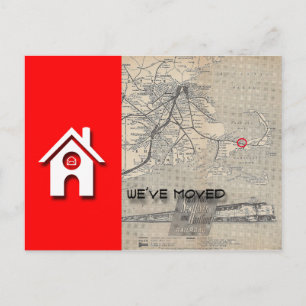We've moved W House Map Replace with your own Map Announcement Postcard