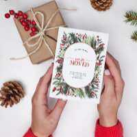 We've Moved Warm Red Winter Announcement Postcard