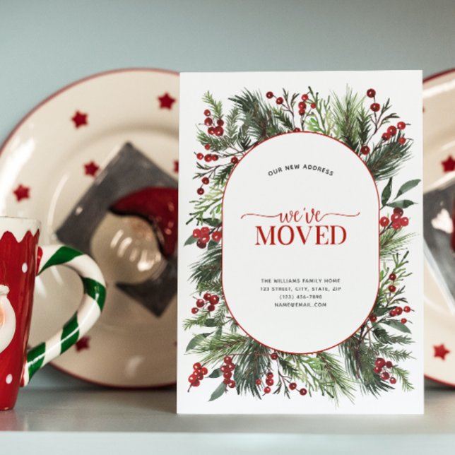 We've Moved Warm Red Winter Moving Announcement (Sending your family and friends a festive 'We've Moved!' Christmas card!
)