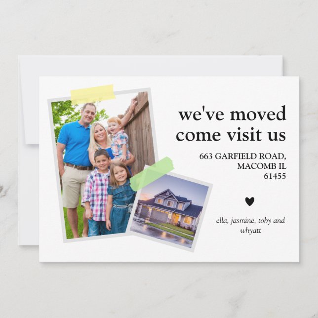 We've Moved Washi Tape Photos Custom  New Home Announcement (Front)