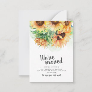 We've Moved Watercoler Sunflower Moving Card