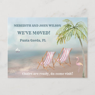 We've Moved Watercolor Beach Moving Announcement  Postcard