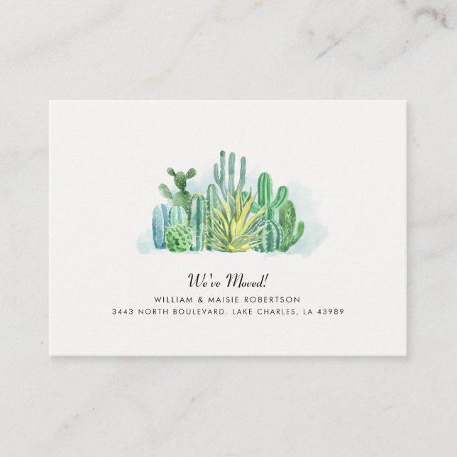 We've Moved Watercolor Cacti Moving Announcement (Front)