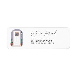 We've Moved Watercolor Door with Wreath Return  Return Address Label