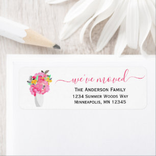 We've Moved   Watercolor Floral Return Address Label