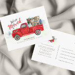 We've Moved Watercolor Moving Announcement Postcard<br><div class="desc">Share your excitement about your move with friends and family! This classic vintage red truck watercolor we've moved announcement card has both decorative script,  and modern fonts you can easily customise by clicking the "Personalise" button. 

Planning a housewarming party? Easily customise this postcard to share the good news</div>
