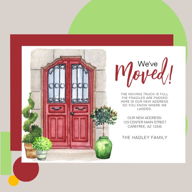 Weve Moved Watercolor Red Door Announcement (Creator Uploaded)