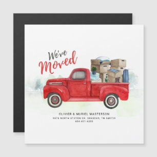Weve Moved Watercolor Red Truck New Address Moving