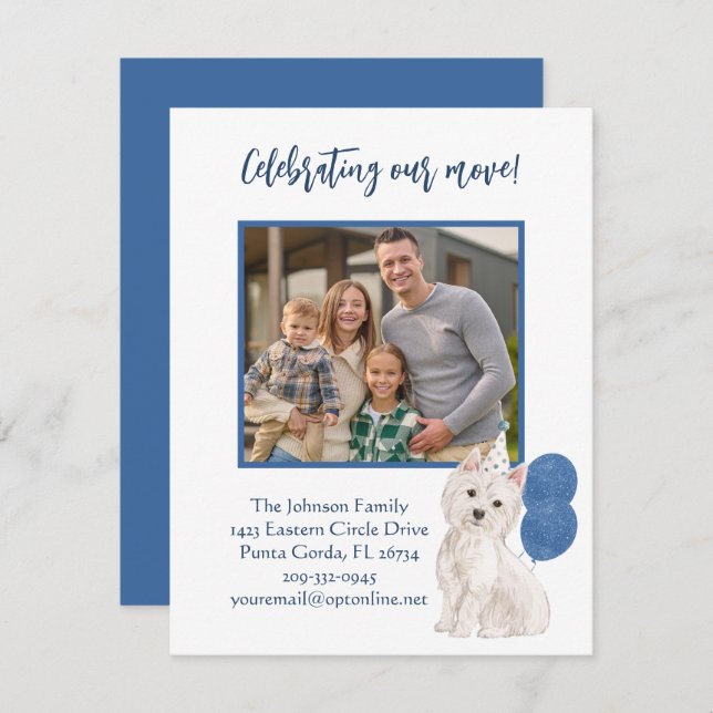We've Moved Westie Family Photo Budget   Announcement (Front/Back)