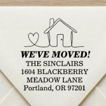 We've Moved Whimsical Line Art New Home Address  