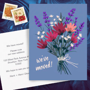 We've Moved Wildflower Bouquet New Home Address Postcard