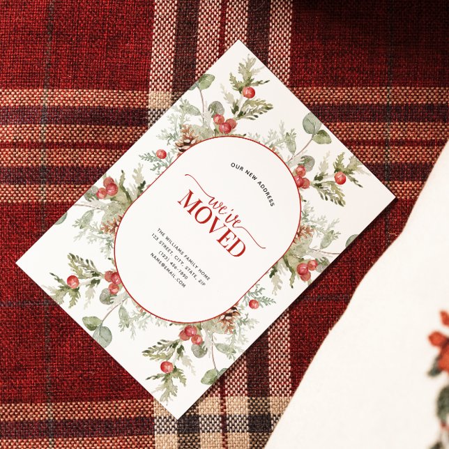 We've Moved Winter Pine Berry Moving Announcement (Sending your family and friends a festive 'We've Moved!' Christmas card!
)