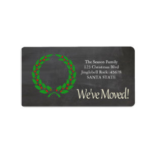 We've Moved x-mas wreath Holiday Label