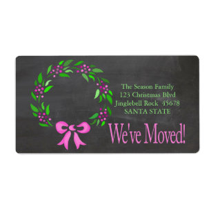 We've Moved x-mas wreath Holiday Label