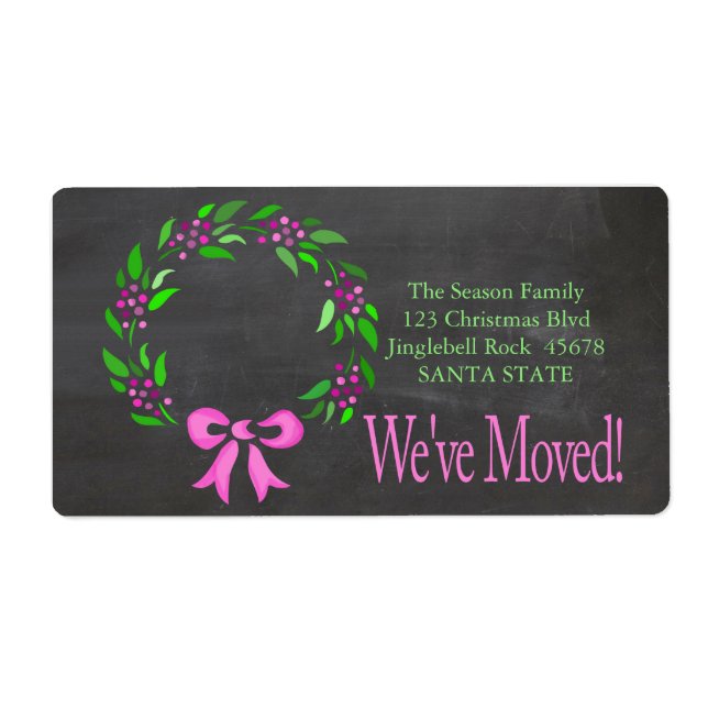 We've Moved x-mas wreath Holiday Label (Front)