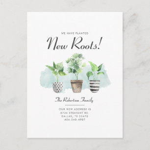 We've Planted New Roots New Address Moving  Announcement Postcard